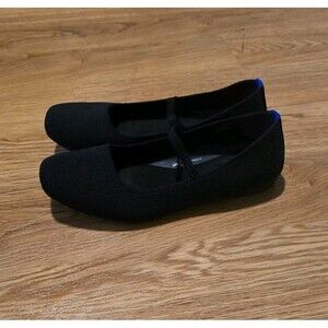 Rothy’s The Max Square Mary Jane Size 6 Black Comfy Square Toe Flats Washable